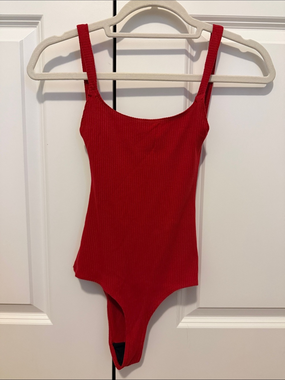 Reformation Red Ribbed Girls' Scoop Neck One-Piece Bodysuit
